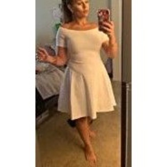 New Sarin Mathews Womens Off The Shoulder Short Sleeve High Low Cocktail… - Picture 14 of 16